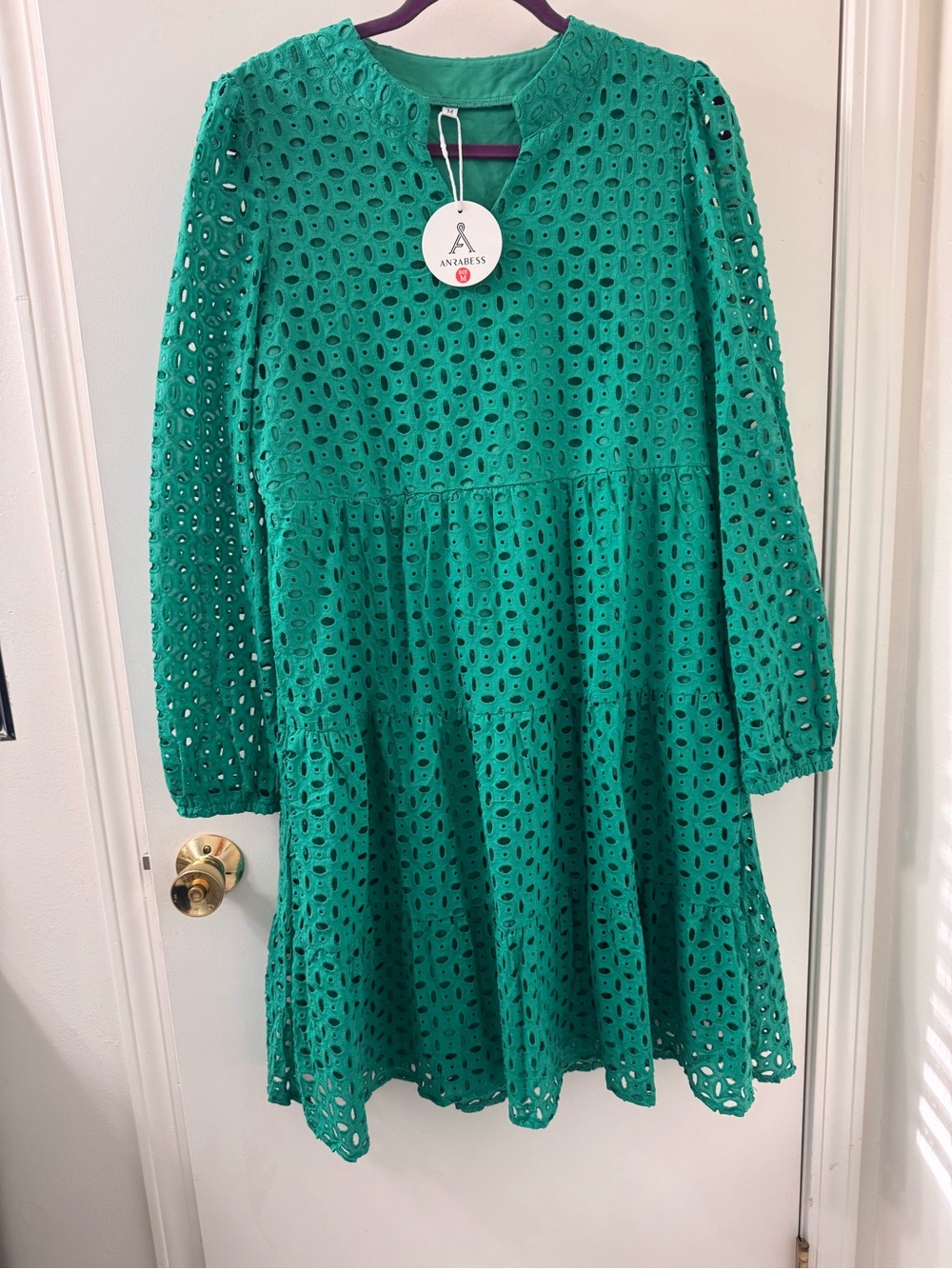NWT ANRABESS Emerald Eyelet knee length Dress